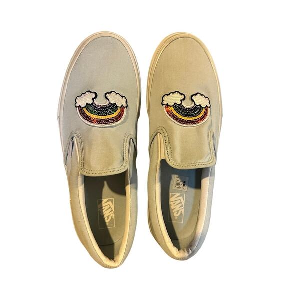 VANS SLIP-ON LIGHT BLUE SEQUINED RAINBOW ON FRONT WOMENS 8.5 JUNIORS 7 EU 39 - Picture 12 of 13